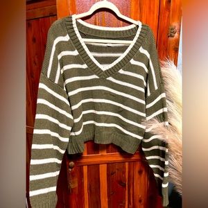 American Eagle Cropped Striped Sweater